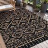 Outdoor Rug Carpet 6'x9' Waterproof Reversible Patio Rug Portable Modern Abstract Indoor Outdoor Rug Plastic Straw Rug for RV Camping Garden Picnic Deck Backyard Porch Decor Gray and White