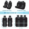 PolyPro Car Seat Covers Full Set in Charcoal on Black – Front and Rear Split Bench for Cars, Easy to Install Cover Set, Accessories Auto Trucks Van SUV