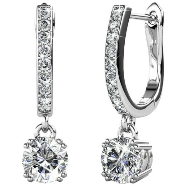 Cate & Chloe Pack of 3 - Bianca, Ariel & McKenzie 18k White Gold Plated Earrings with Swarovski Crystals for Women