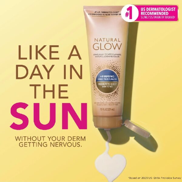 (2 pack) Natural Glow Firming Daily Moisturizer Medium to Tan Sunless Self Tanner Lotion, 7.5 oz