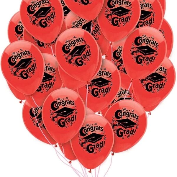 PMU Graduation Balloons 11 Inch PartyTex Premium Emerald Green with All-Over Print White Grad Caps-Confetti and Streamers Pkg/100