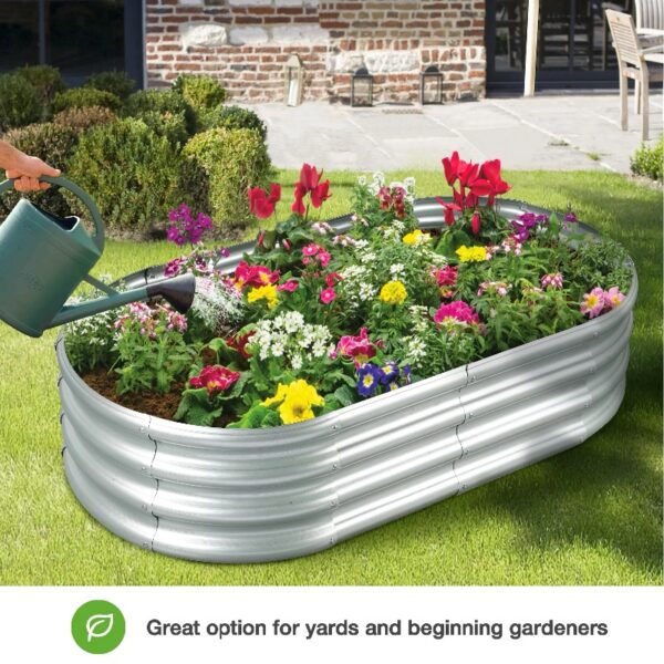 Galvanized Raised Garden Bed Mental, Outdoor Garden Planters, Large Galvanized Raised Planters 4ft (L) x2ft (W) x1ft (H), Silver
