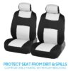 PolyPro Car Seat Covers Full Set in Charcoal on Black – Front and Rear Split Bench for Cars, Easy to Install Cover Set, Accessories Auto Trucks Van SUV