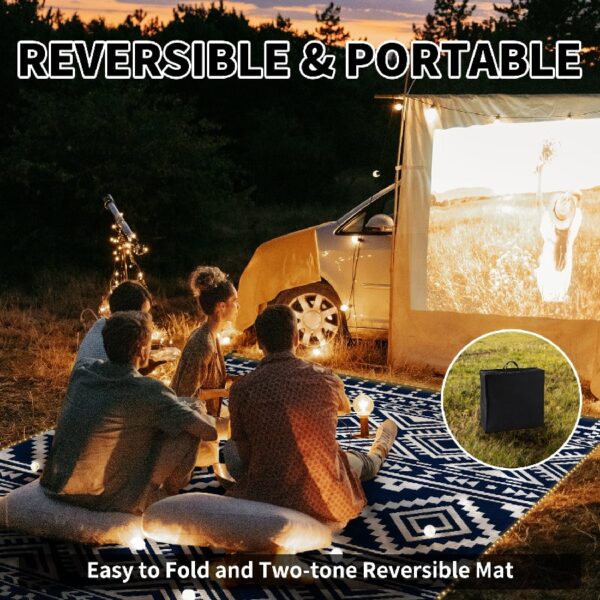 Outdoor Rug Carpet 6'x9' Waterproof Reversible Patio Rug Portable Modern Abstract Indoor Outdoor Rug Plastic Straw Rug for RV Camping Garden Picnic Deck Backyard Porch Decor Gray and White