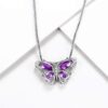 Purple Butterfly Jewelry Amethyst February Birthstone Jewelry Set Fine Necklace/Earrings 925 Sterling Silver Women Birthday Mother's Day Gifts