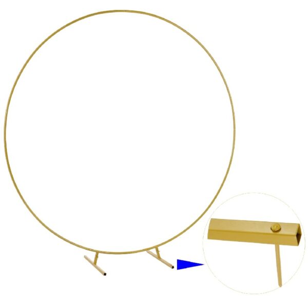 Garfans Wedding Arch Circle Balloon Arch Frame Round Backdrop Stand for Parties Birthday Wedding Christmas Balloon Garland Stand Gold Wedding Arch for Ceremony 6.6FT