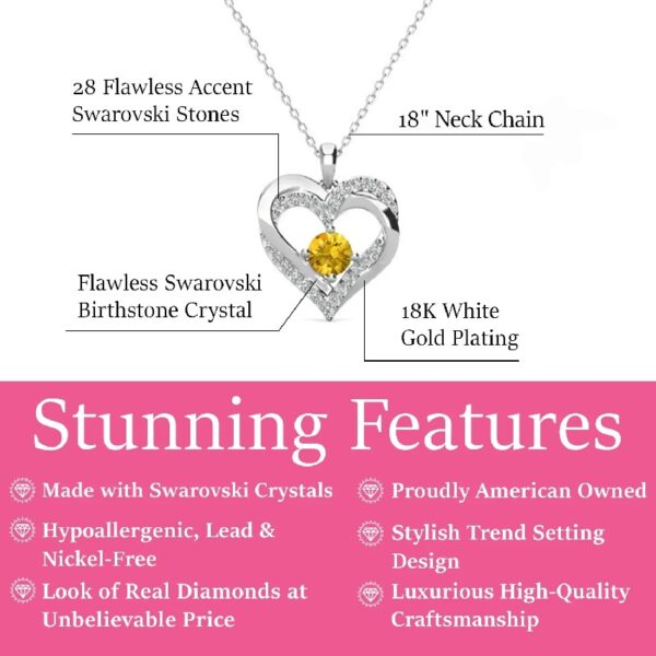 Forever March Birthstone 18k White Gold Plated Women's Necklace, Swarovski Crystals