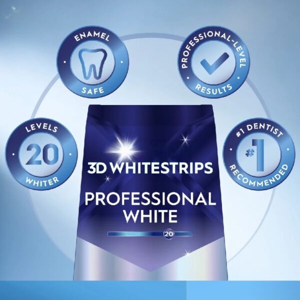 3D Whitestrips Professional White At-home Teeth Whitening Kit, 20 Treatments,20 Levels Whiter