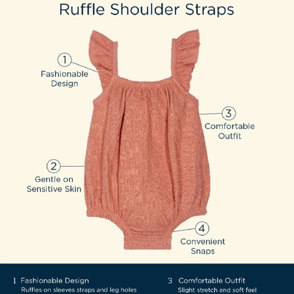By Gerber Baby Girl Bubble Romper with Flutter Sleeves, Sizes 0/3 Months - 24 Months