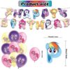 32-Pcs For My Little Pony Cartoon For Equestria Girls-Themed Party Decoration Set – Includes Banner, Cake Topper, 12 Cupcake Toppers, and 18 Balloons for Festive Celebrations
