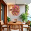 4PCS Artificial Flowers outdoor Spring Summer Decor Fake Hanging Plants UV Resistant Faux Plastic Greenery Hanging Flowers for Outside Gardens Porch Wall Home Indoor,ORANGE&YELLOW