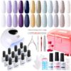 Candy Lover Gel Nail Polish Kit with UV LED Lamp, 12 Colors Cute Lady Gel Polish Starter Kit, All-in-One Quick Dry Soak Off Nail Gel Manicure Kit with DIY Tools Valentine Gift for Women