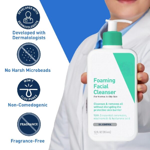 (2 pack) Foaming Facial Cleanser, Daily Face Wash for Normal to Oily Skin, 12 fl oz