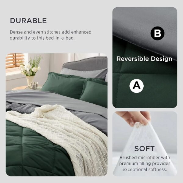 Light Purple Queen Comforter Set - 7 Pieces Reversible Queen Bed in a Bag, Queen Bed Set Light Purple and Grey with Comforters, Sheets, Pillowcases & Shams