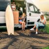 6'x9' Outdoor Rugs Patio Waterproof Outside Mat Reversible Plastic Camping Carpet,Black & Brown