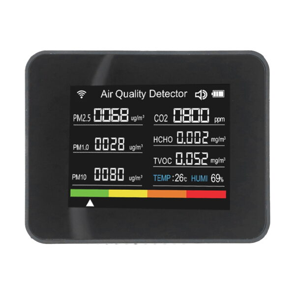 13 in 1 Air Quality Monitor Meter Temperature&Humidity Tester TVOC PM2.5 black