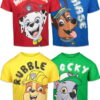 Paw Patrol Chase Marshall Rubble Rocky Toddler Boys 4 Pack T-Shirts Multicolor 4T