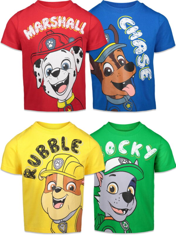 Paw Patrol Chase Marshall Rubble Rocky Toddler Boys 4 Pack T-Shirts Multicolor 4T