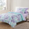5-Piece Purple Metallic Foil Cheetah Bedding Set for Kids with Storage Bag, Twin