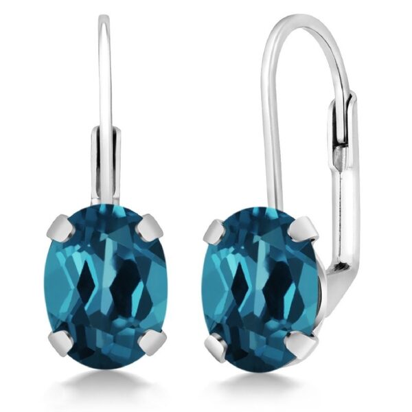 Gem Stone King 925 Sterling Silver Oval Cabochon White Simulated Opal Earrings for Women (2.10 Cttw, Oval 8X6MM)