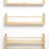 Nursery Floating Shelves for Wall Set of 3 16in, Kids Bookshelf Toy Storage Organizer Natural Wood Shelves Wall Mounted for Kids Room, Bedroom and Kitchen