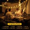GooingTop 2Pack Outdoor String Lights, Each 37.5Ft 100LED Hanging Patio Lights with 8 Lighting Modes, Auto On/Off for Garden Patio Yard Decor, Warm White