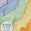 Baby Boy or Girl Gender Neutral Organic Cotton Long Sleeve Bodysuits, 8 Pack (Newborn-24 Months)