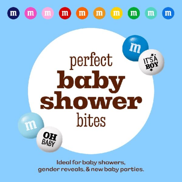 M&M'S It's A Boy Milk Chocolate Candy, Baby Shower or Gender Reveal Candy, 2lb Resealable Bulk Bag