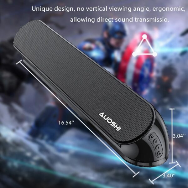 2.1ch Small Sound Bar for TV, 60W Bluetooth Soundbar with Subwoofer, 5 EQ Modes, HDMI ARC/Optical/AUX/USB, Home Theater Surround Sound System, Wall Mountable, Remote Control, 16.5 inch