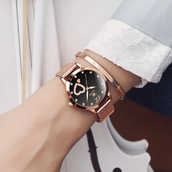 Women Watch Fashion Rose Gold Diamond Analog Quartz Female Watch for Women Luxury Dress Ladies Stainless Steel Luminous Waterproof Date Wrist Watches Green Dial