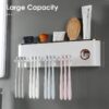 Toothbrush Holders Bathroom Decor with Toothpaste Dispenser, 4 Cups Toothbrush Holder Wall Mounted Bathroom Accessories