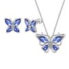 Purple Butterfly Jewelry Amethyst February Birthstone Jewelry Set Fine Necklace/Earrings 925 Sterling Silver Women Birthday Mother's Day Gifts