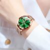 Women Watch Fashion Rose Gold Diamond Analog Quartz Female Watch for Women Luxury Dress Ladies Stainless Steel Luminous Waterproof Date Wrist Watches Green Dial