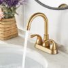 4 Inch Faucet 2 Handle Bathroom Sink Faucet Lead-Free Brushed Nickel Bath Sink Faucet with Pop-up Drain Stopper and Supply Hoses