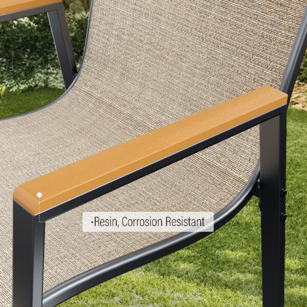 Outdoor Patio Dining Chairs Set of 2,Breathable Seat Fabric and Alloy Steel Frame for Backyard Porch Garden Sunroom , Dark Gray