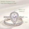 3Ct Pear Cut Wedding Ring Set for Women Halo 925 Sterling Silver Cubic Zirconia Size 8