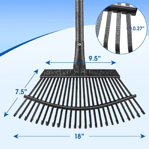YeYeBest 25 Tines Heavy Duty Garden Leaf Rake for Lawns, 65