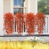 4PCS Artificial Flowers outdoor Spring Summer Decor Fake Hanging Plants UV Resistant Faux Plastic Greenery Hanging Flowers for Outside Gardens Porch Wall Home Indoor,ORANGE&YELLOW