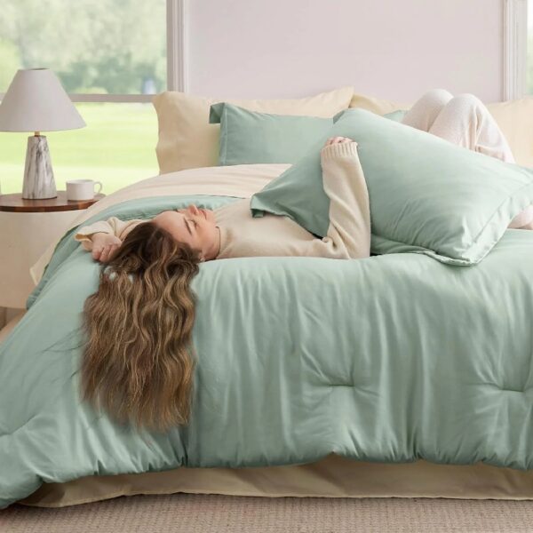 King Size Comforter Set Burnt Orange, 7 Pieces Lightweight King Bedding Sets Boho with Comforter, Sheets, Pillowcases & Shams