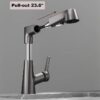 Faucet, Pull-Out, Spray Pattern, Lift, for Kitchen and Bathroom,Gray