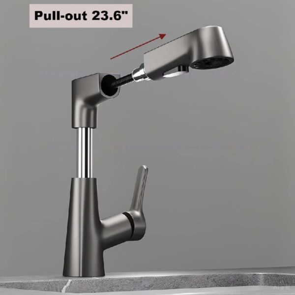 Faucet, Pull-Out, Spray Pattern, Lift, for Kitchen and Bathroom,Gray