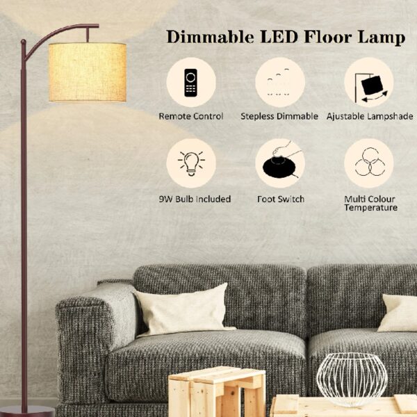 Floor Lamp, 62.2 in Tall, 1-Light, Modern, Beige Linen Shades