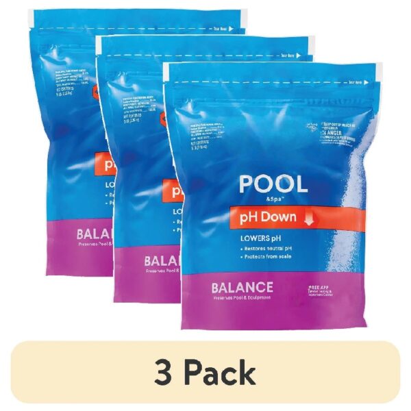 (3 pack) pH Down, Reduces pH in Swimming Pools, 5 lb Bag, Granules