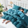 3 Pieces Bed in a Bag Comforter Set Duvet Insert,Reversible,Red/Black,Full Size Comforter Set-200GSM