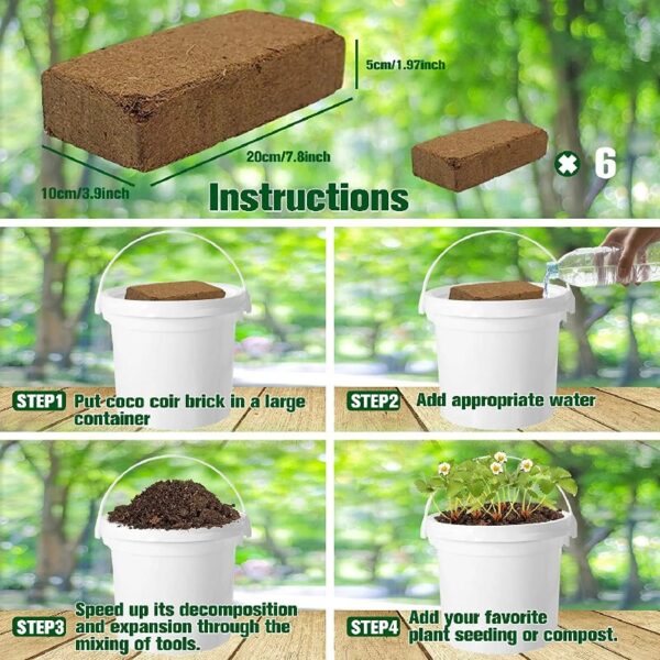 10lb of  100% Organic Coco Coir Bricks with Low EC and pH Balance High Expansion Coco Fiber for Herbs, Flowers,Plants Gardening Renewable Coconut Soil