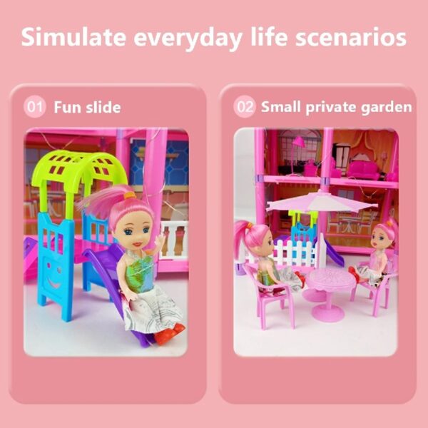 Dollhouse 16 Room Play House with Furniture and Light Toys for Ages 3+