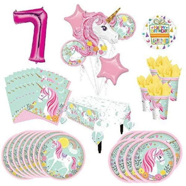 Mayflower Products Magical Unicorn Party Supplies 8 Guests 1st Birthday Balloon Bouquet Decorations