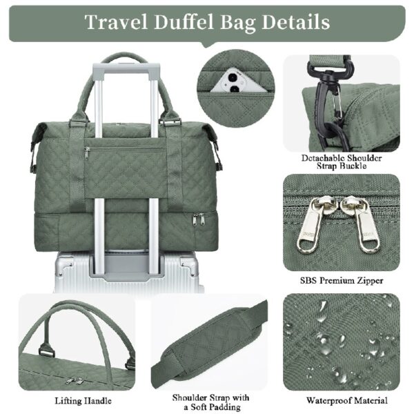 a402569197de4d4eabe3b32d0176b383 Weekender Bags for Women, Travel Duffel Bags with Shoe Compartment,Personal Item Travel Bag for Airlines, Carry on Overnight Tote Bag for women,Beige&Brown