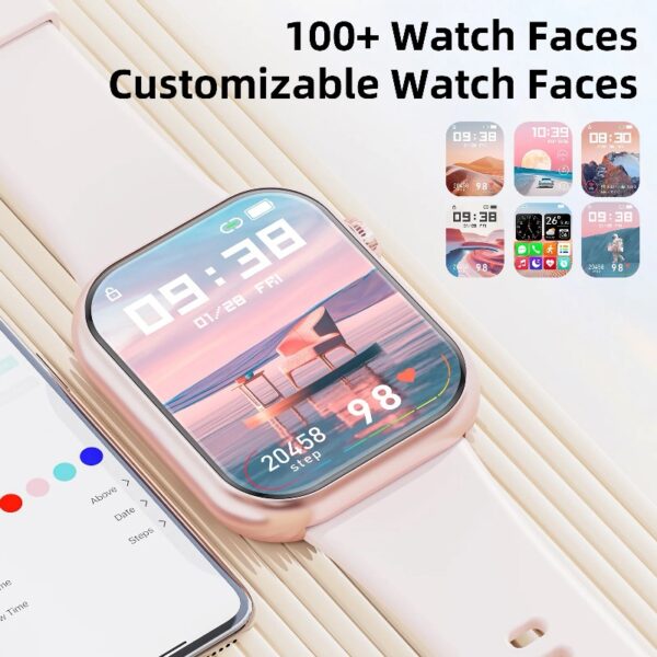 2025 New 1.85-inch Women's Smartwatch with Answer/Make Calls/120+Sports Modes/Two watch straps, IP68 Waterproof Fitness Tracker Fits for Android Iphone Devices（Gold Milan Steel Belt）