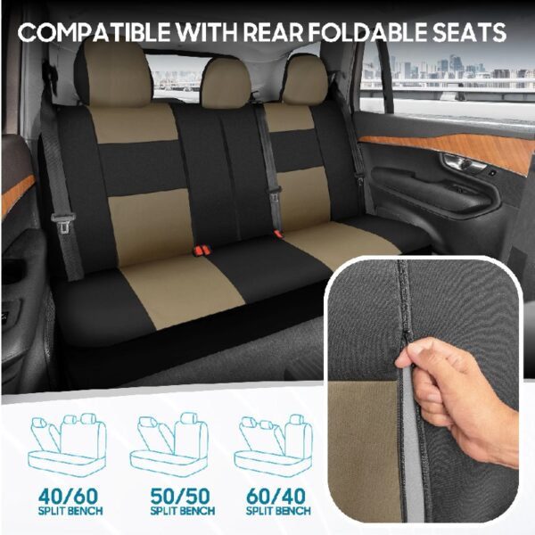 PolyPro Car Seat Covers Full Set in Charcoal on Black – Front and Rear Split Bench for Cars, Easy to Install Cover Set, Accessories Auto Trucks Van SUV